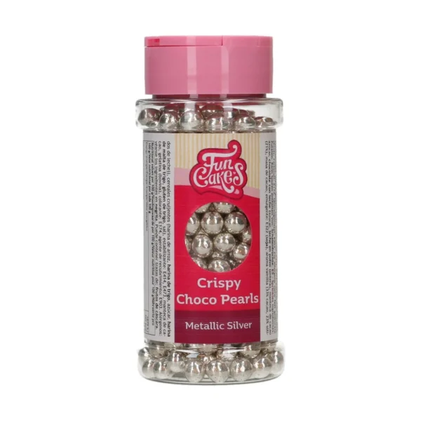 hrustljave cokoladne perlice metalic silver funcakes 60g